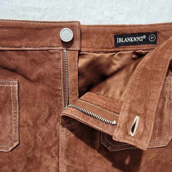 NWT Blank NYC Suede Leather Mini Skirt Pockets Dried Tobacco Brown Women's 27 - Picture 2 of 10